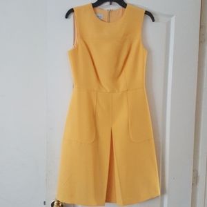Donna Morgan mustard yellow flare dress